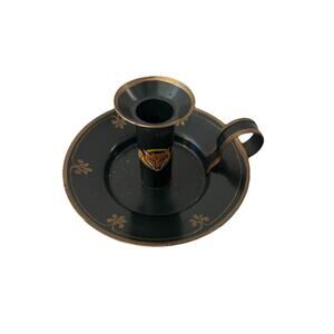 Vintage 1992 Centurm Company Hand Painted Metal Candle Holder Primitive  Fox